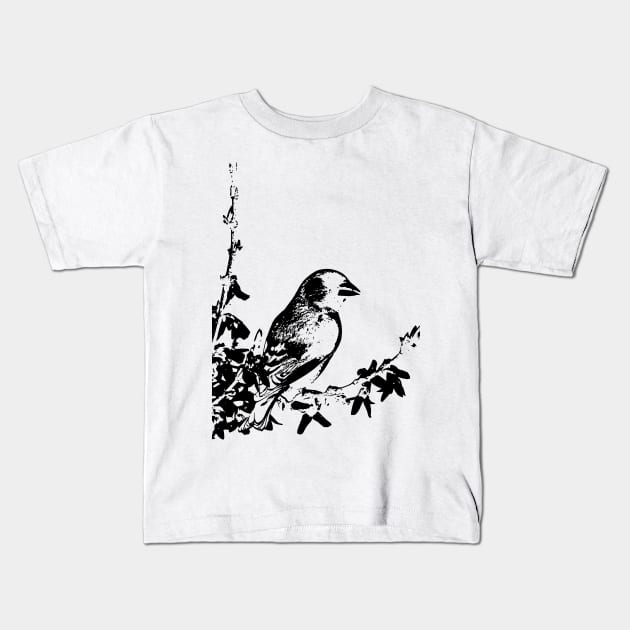 monochrome cool bird Kids T-Shirt by rayrayray90